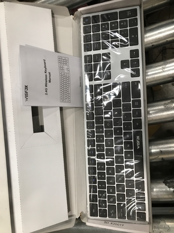 Photo 1 of WisFox Wireless Keyboard, Full Size with Silent Keys, Number Pad, Super Slim and Battery Powered, 2.4GHz USB Computer Keyboard for Laptop, PC, Mac, Windows, Chromebook, Sliver and Black