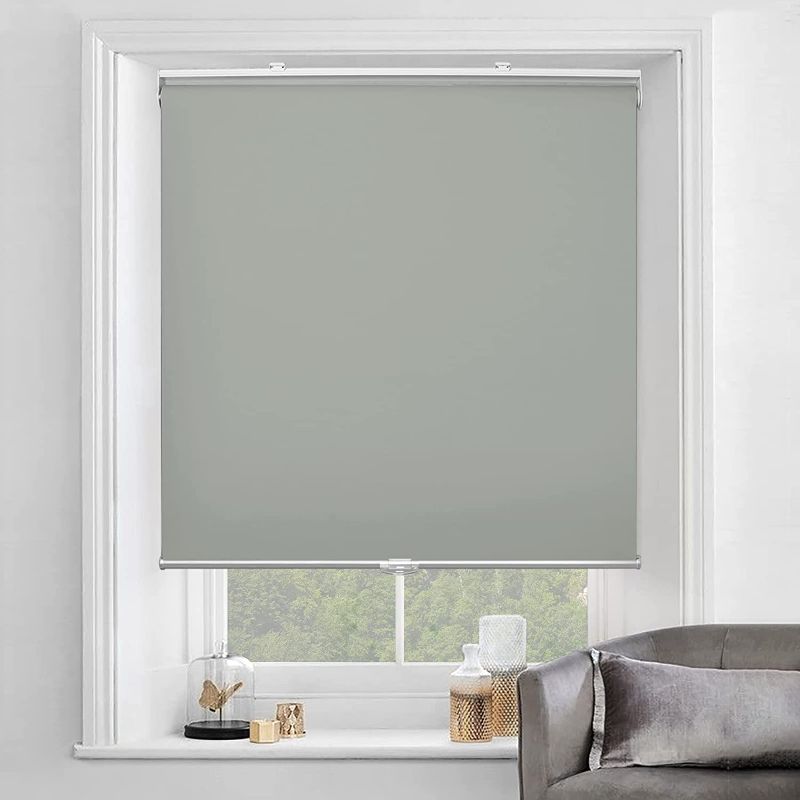 Photo 1 of 100% Blackout Cordless Roller Window Shades, Window Blinds with Thermal Insulated, UV Protection Waterproof Fabric, Blinds for Home and Office (Light Grey - 23" W x 72" H) B.light Grey 23" W x 72" L