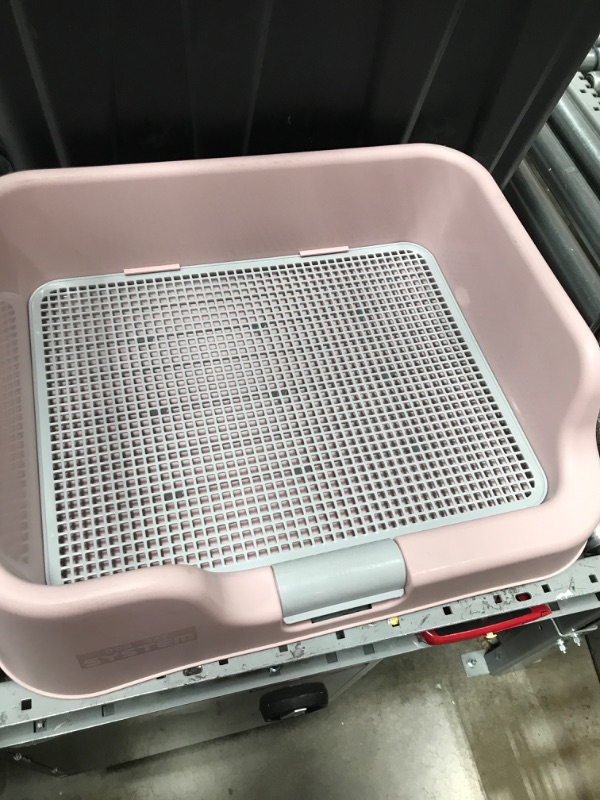 Photo 2 of [PS Korea] Indoor Dog Potty Tray – with Protection Wall Every Side for No Leak, Spill, Accident - Keep Paws Dry and Floors Clean (Pink)
