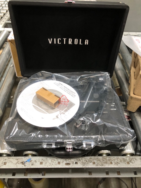 Photo 3 of Victrola VSC-500BTC-BLK Vinyl Suitcase Record Player (Black) & Vintage Vinyl Record Storage and Carrying Case, Black Black w/ Cassette Record Player + Storage and Carrying Case