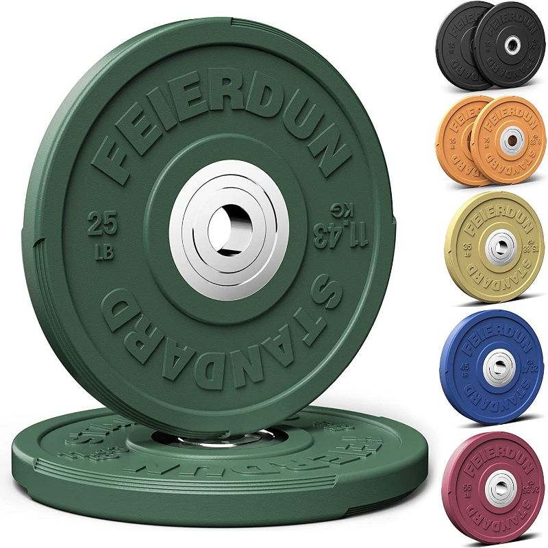 Photo 1 of 2" 25LB Color Olympic Bumper Weight Plate for Strength Training - 100% Virgin Rubber
