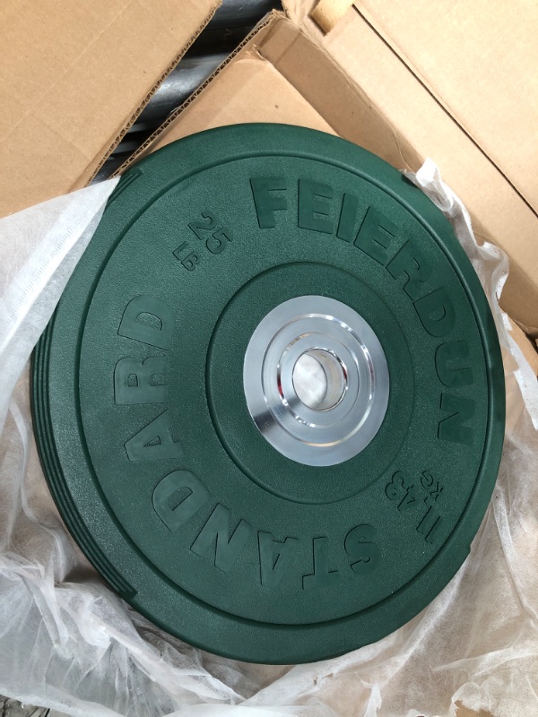 Photo 2 of 2" 25LB Color Olympic Bumper Weight Plate for Strength Training - 100% Virgin Rubber
