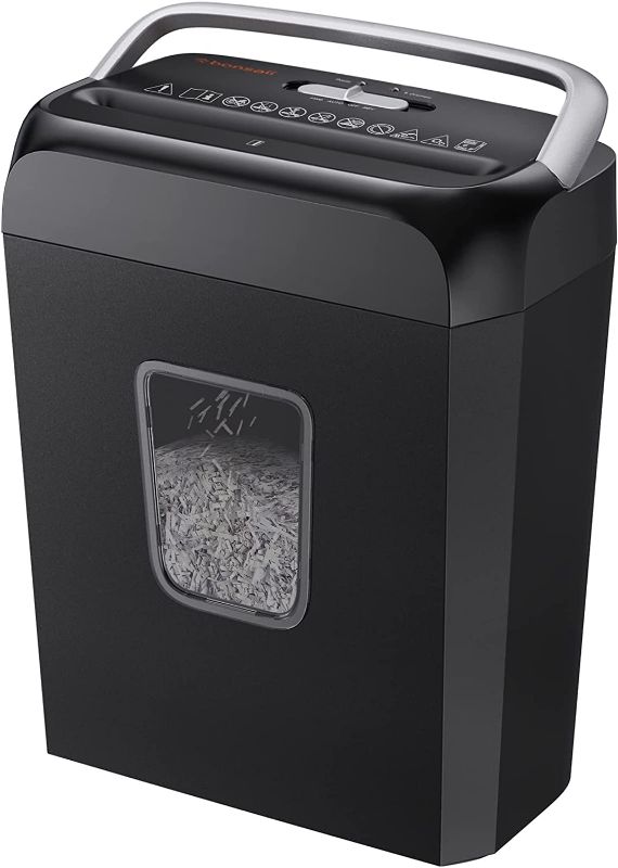 Photo 1 of **DAMAGED** Bonsaii Paper Shredder for Home Use,6-Sheet Crosscut Paper and Credit Card Shredder for Home Office,Home Shredder with Handle for Document,Mail,Staple,Clip-3.4 Gal Wastebasket(C237-B)
