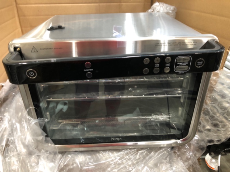 Photo 2 of **DAMAGED** Ninja DT251 Foodi 10-in-1 Smart XL Air Fry Oven, Bake, Broil, Toast, Air Fry, Roast, Digital Toaster, Smart Thermometer, True Surround Convection up to 450°F, includes 6 trays & Recipe Guide, Silver Stainless Steel Finish Convection Toaster Ov