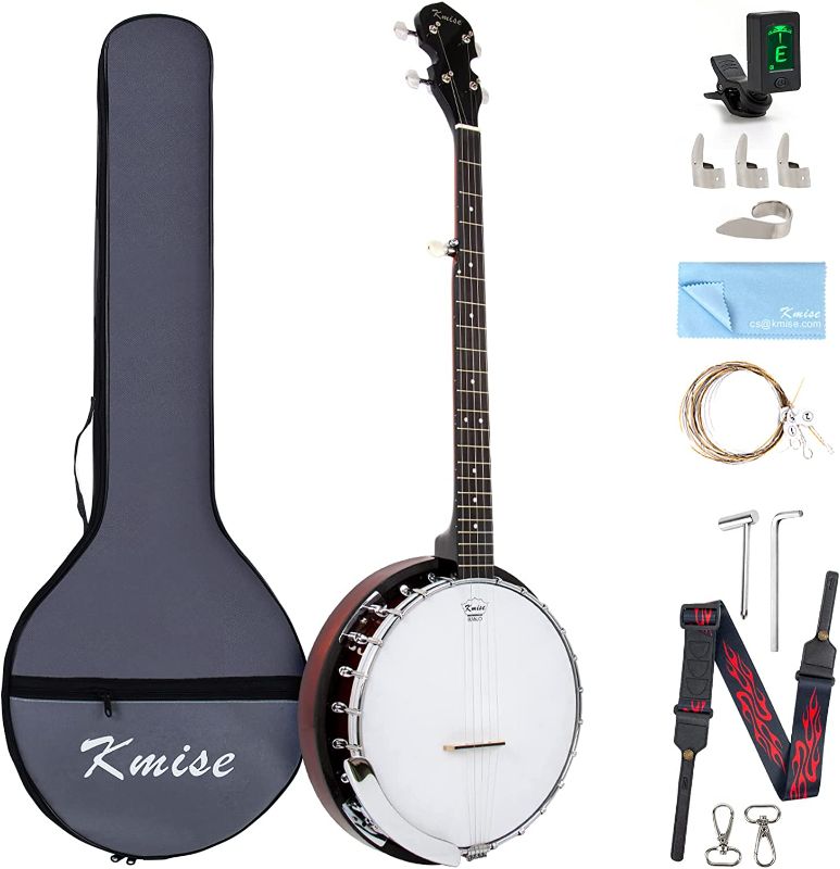 Photo 1 of **MINOR DAMAGE ON BACK**Kmise, 5-String, Professional Beginner Banjo Set, Full Size (Remo Drumhead)
