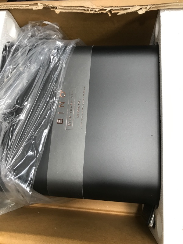 Photo 1 of BINO | Rectangular Step Trash Can | 1.3 Gallon/5 Liter Stainless Steel Trash Can with Lid | Home or Office Bathroom Trash Cans with Lids | Kitchen Garbage Can with Non-Slip Stepper | Matte Black