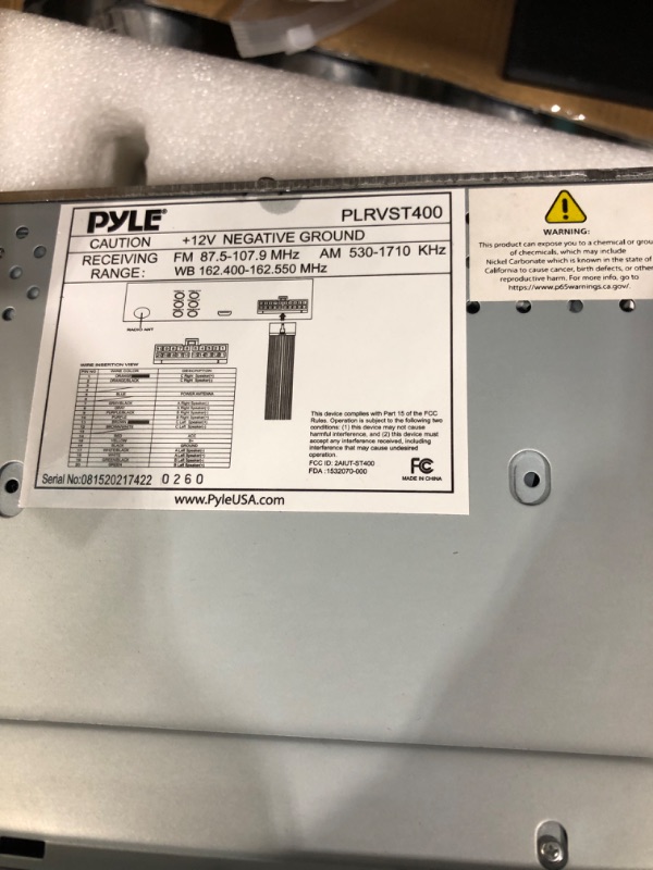 Photo 4 of Pyle Double DIN In Dash Car Stereo Head Unit - Wall Mount RV Audio Video Receiver System with Radio, Bluetooth, CD DVD Player, MP3, USB - Includes Remote Control, Power and Wiring Harness - PLRVST400