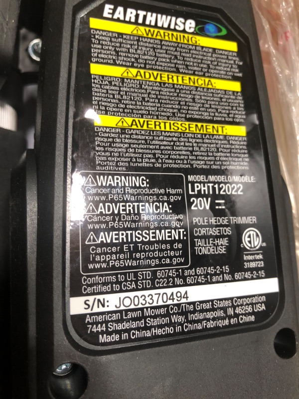 Photo 2 of Earthwise LPHT12022 Volt 20-Inch Cordless Pole Hedge Trimmer, 20 inch, 2.0AH Battery & Fast Charger Included & Sun Joe HJ605CC Cordless 2-in-1 Grass Shear + Hedge Trimmer w/Extension Pole, Green 20V Pole Hedge Trimmer + Trimmer, HJ605CC