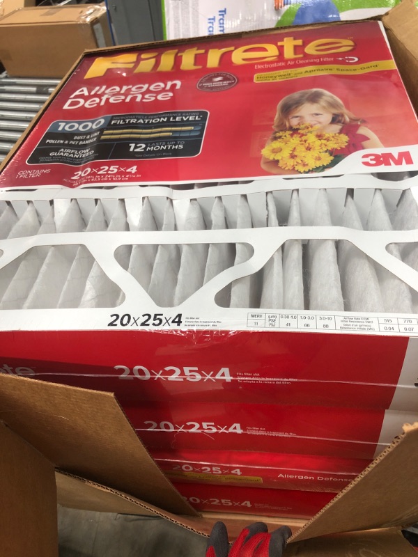 Photo 2 of **See Notes**
Filtrete 20x25x4 Air Filter MPR 1000 DP MERV 11, Allergen Defense, 4-Pack