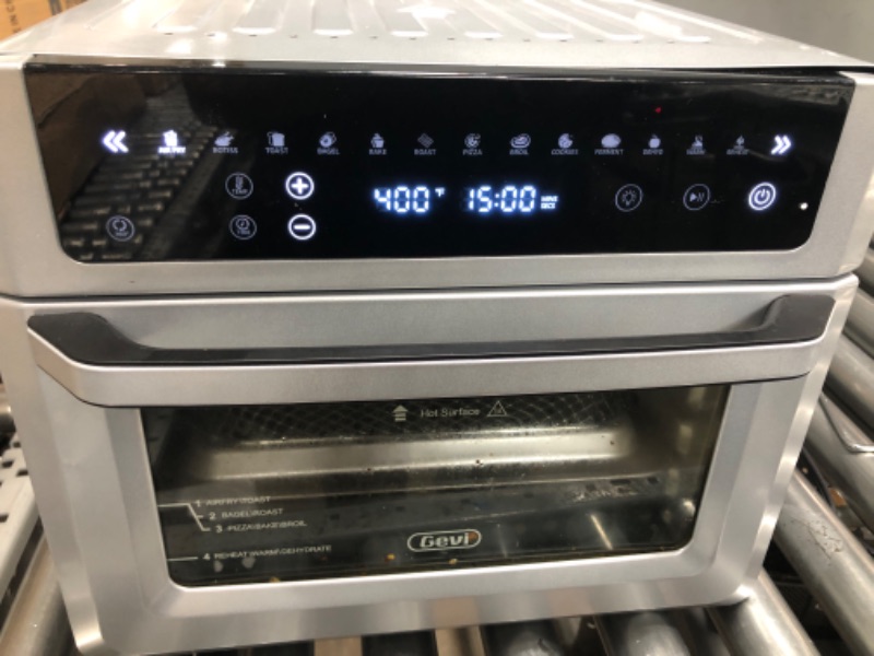 Photo 2 of ***FOR PARTS ONLY - SEE NOTES*** 
Gevi Air Fryer Toaster Oven Combo, Large Digital LED Screen Convection Oven with Rotisserie and Dehydrator, Extra Large Capacity Countertop Oven with Online Recipes
