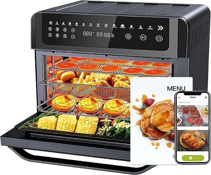 Photo 1 of ***FOR PARTS ONLY - SEE NOTES*** 
Gevi Air Fryer Toaster Oven Combo, Large Digital LED Screen Convection Oven with Rotisserie and Dehydrator, Extra Large Capacity Countertop Oven with Online Recipes
