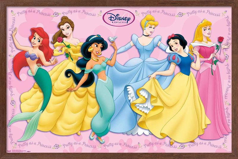 Photo 1 of *Damaged Frame-See Photos* Trends International Disney Princess - Gowns Wall Poster, 22.375" x 34", Mahogany Framed Version
