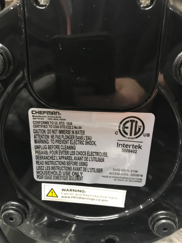 Photo 4 of CHEFMAN Small, Compact Air Fryer Healthy Cooking, 2 Qt, Nonstick, User Friendly and Adjustable Temperature Control w/ 60 Minute Timer & Auto Shutoff, Dishwasher Safe Basket, BPA - Free, Black Black - 2 Quart