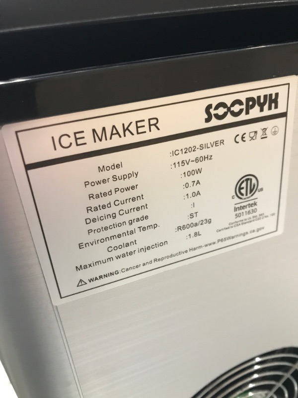 Photo 2 of SOOPYK Ice Makers Countertop, Portable Ice Makes 27 lbs in 24 hrs - 9 Ice Cubes Ready in 5-7 Mins, Ice Maker Machine with Self- Cleaning Function with Ice Scoop and Basket