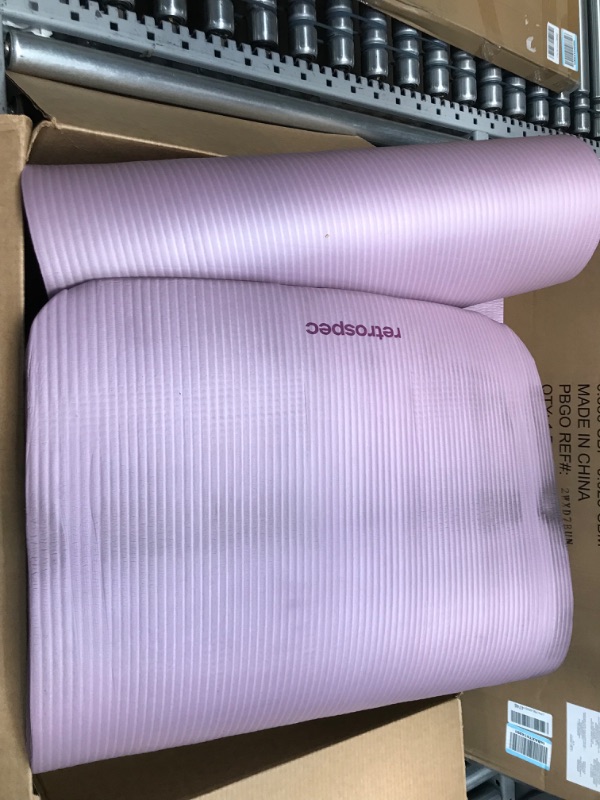 Photo 2 of **MINOR STAIN FROM SHIPPING**Retrospec Solana Yoga Mat 1" Thick with Nylon Strap for Men & Women - Non Slip Exercise Mat for Home Yoga, Pilates, Stretching, Floor & Fitness Workouts
