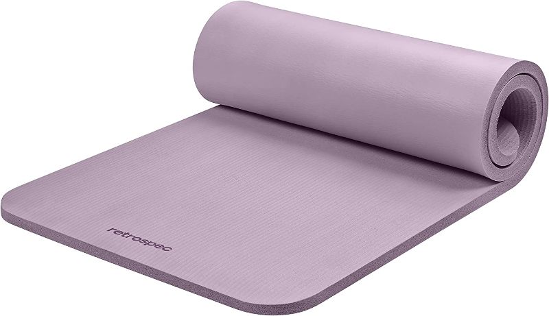 Photo 1 of **MINOR STAIN FROM SHIPPING**Retrospec Solana Yoga Mat 1" Thick with Nylon Strap for Men & Women - Non Slip Exercise Mat for Home Yoga, Pilates, Stretching, Floor & Fitness Workouts

