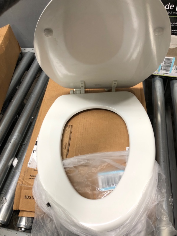 Photo 8 of **BROKEN***
Mayfair Molded Wood Toilet Seat with Easy-Clean & Change Hinges, Elongated, White, 144ECA 000 1 Pack Elongated Toilet Seat