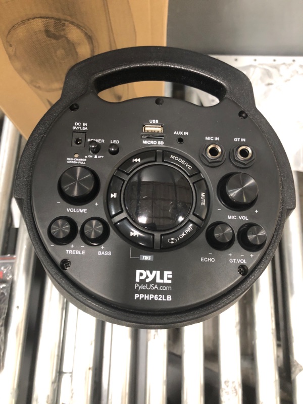 Photo 4 of Pyle Portable Bluetooth PA Speaker System - 800W Indoor/Outdoor Bluetooth Speaker Portable System w/TWS, Recorder, Microphone in, Party Lights, USB SD Card Reader, FM Radio, Carry Handle PPHP62LB 800 WATT Speaker System