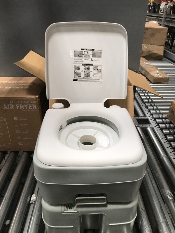 Photo 2 of KAIZONPOT Portable Toilet for Camping, 5.3 Gallon Camping Porta Potty, Travel RV Potty with Large Discharge Opening, Level indicator, T-type Water Outlets for Hiking, Boating, Trips, Fishing R20