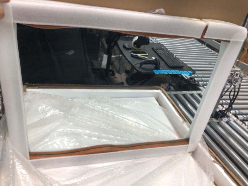 Photo 1 of Tanmicoshomy Rectangle Wall Mirror 24x32 Inch, Irregular Wood Frame Wall Mirrors for Bathroom Bedroom Entryway, Horizontal or Vertical Hanging rectangle 24x32inch