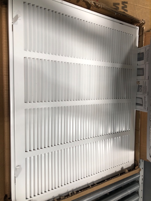 Photo 3 of 24"W x 20"H [Duct Opening Measurements] Filter Included Steel Return Air Filter Grille [Removable Door] for 1" Filters, Vent Cover Grill, White, Outer Dimensions: 26 5/8"W X 22 5/8"H for 24x20 Opening Duct Opening Size: 24"x20"