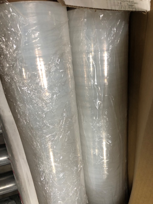 Photo 2 of 2 Pack Clear Stretch Wrap Industrial Strength with Plastic Handle 18" x 1000 Feet 80 Gauge, Plastic Pallet Supplies Durable Self-Adhering for Packing, Moving, Heavy Duty Shrink Film Rolls, BOMEI PACK Transparent