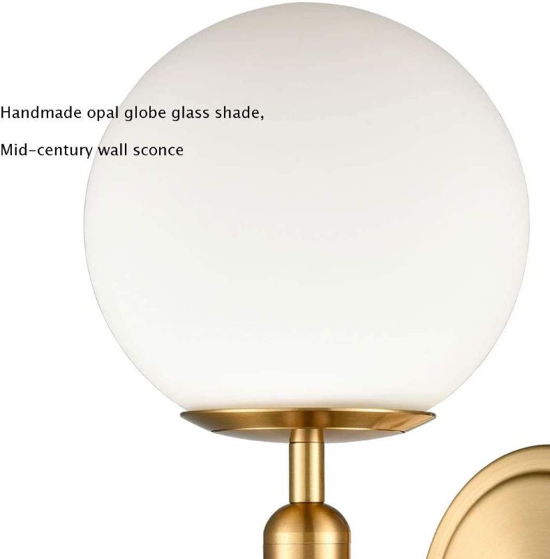 Photo 1 of DIRYZON EUL Mid-Century Modern Wall Sconce Golden Globe Glass Wall Light for Bedroom Bathroom 