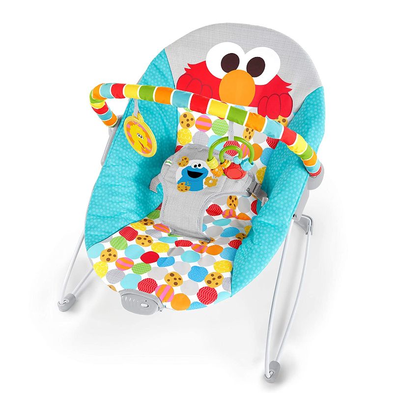 Photo 1 of Bright Starts Sesame Street I Spot Elmo! 3-Point Harness Vibrating Baby Bouncer with Toy bar
