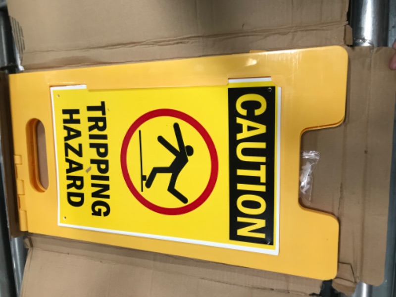 Photo 2 of "Caution - Tripping Hazard" Folding Floor Sign By SmartSign | 25" x 12" Plastic 25" x 12" FloorBoss Kit