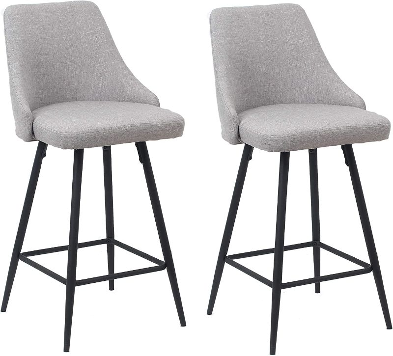 Photo 1 of BTEXPERT Premium upholstered Dining 25" Seat Height High Back Stool Bar Chairs, Set of 2 Pack Gray Polyester
Color:Gray Fabric