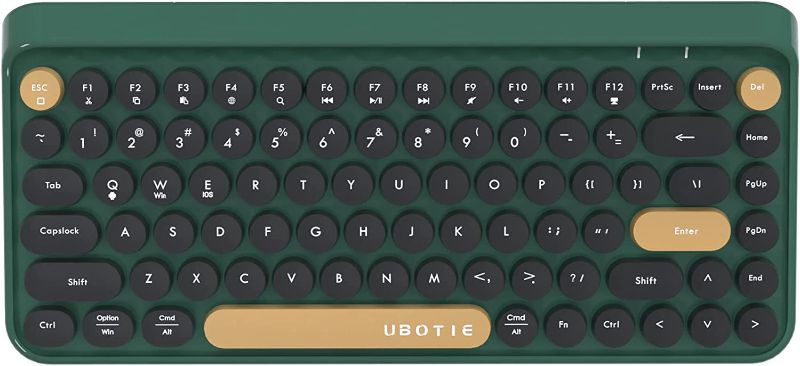 Photo 1 of UBOTIE Portable Bluetooth Colorful Computer Keyboards, Wireless Mini Compact Retro Typewriter Flexible 84Keys Design Keyboard
