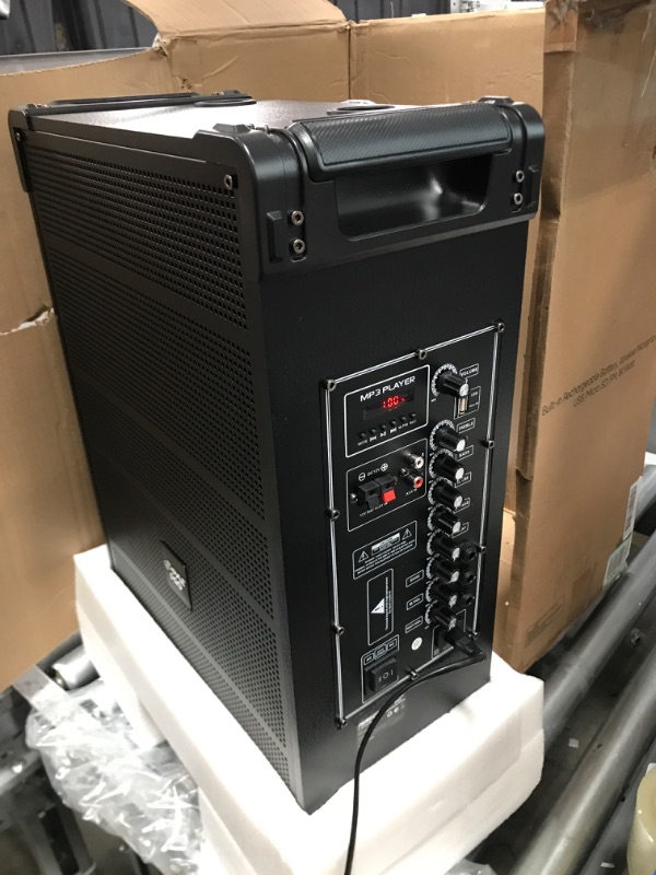 Photo 1 of 12'' Portable Wireless Bluetooth Speaker System - Built-in Rechargeable Battery, Wireless Microphone, USB/Micro SD/FM - 80 Watt - FM Radio with Digital LED Display, PWMA1299A 12 inch