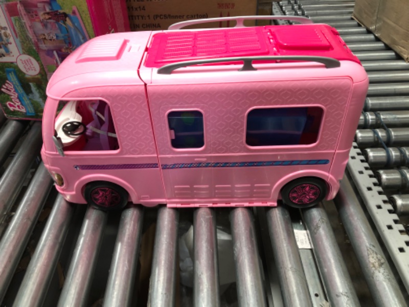 Photo 4 of Barbie Camper Playset With Barbie Accessories, Pool And Furniture, Rolling Vehicle With Campsite Transformation??? [Amazon Exclusive]