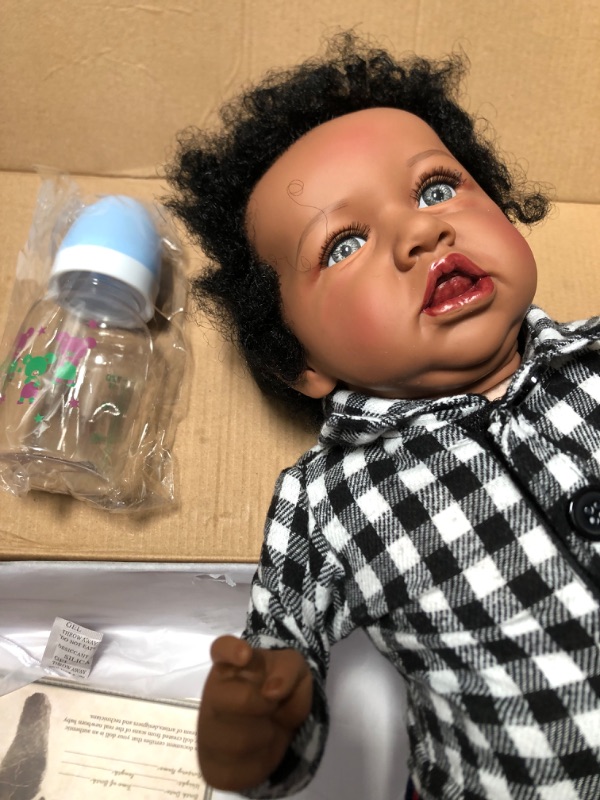 Photo 3 of ****NOT ABBY IN BOX PLEASE SEE PICTURES THIS WAS USED TO SHOW WHAT ITEM WAS LIKE******
Rebornova Reborn Baby Dolls Black Girl, African American 20 Inch Realistic Newborn Baby Dolls with Lifelike Soft Body Silicone Limbs Birthday Gift Set for Ages 3+
