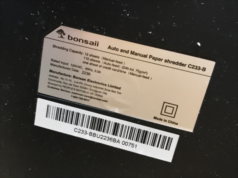 Photo 5 of Bonsaii C233-B 110-Sheet Autofeed Shredder and 24-Pack Lubricant Sheets