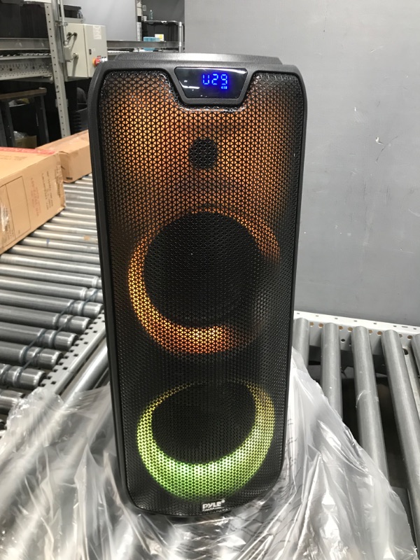 Photo 3 of Bluetooth Portable PA Party Speaker - 600W Dual 8” Rechargeable Indoor/Outdoor BT Karaoke Audio System w/Guitar/Mic Input, TWS, X-Bass Function, Flashing Party Flame Lights, MP3/USB/AUX/FM