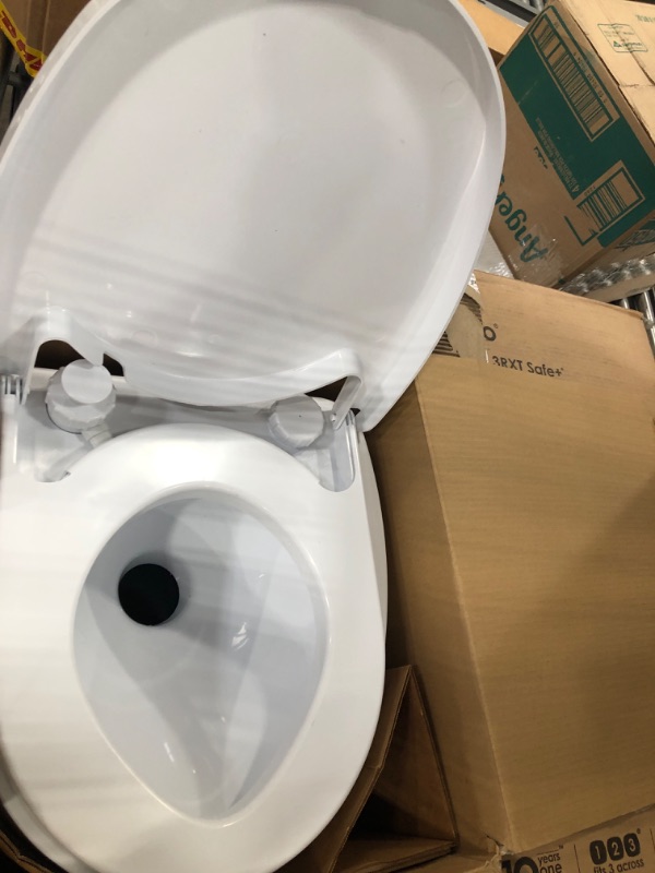 Photo 2 of Camco Premium Portable Travel Toilet | 2.6 gallon | Three Directional Flush and Swivel Dumping Elbow (41535) , White