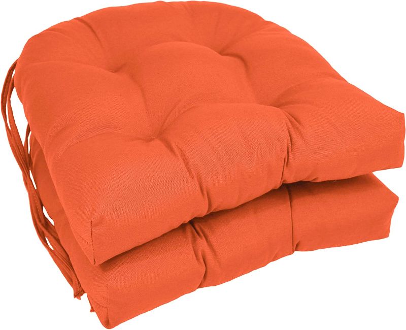 Photo 1 of 16-inch Twill Rounded Back Chair Cushion, 16" x 16", Tangerine Dream 2 Count