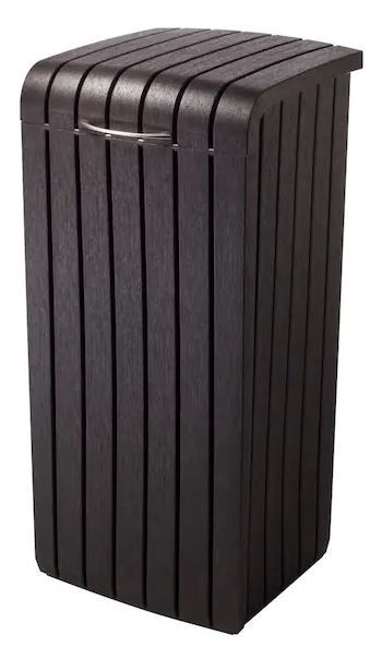 Photo 1 of 30 Gal. Brown Copenhagen Wood Style Plastic Trash Can
