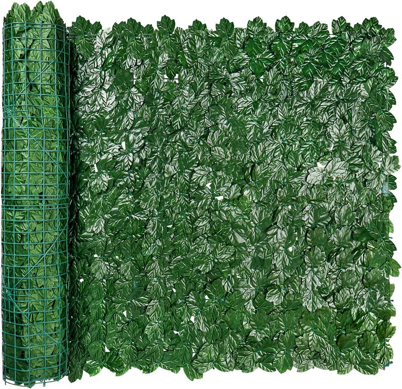 Photo 1 of  39 * 118in Artificial Ivy Privacy Fence Screen, Green Maple Leaf Strengthened Joint Prevent Leaves Falling Off, Faux Hedge Panels Greenery Vines, Decorative Fence for Outdoor, Garden