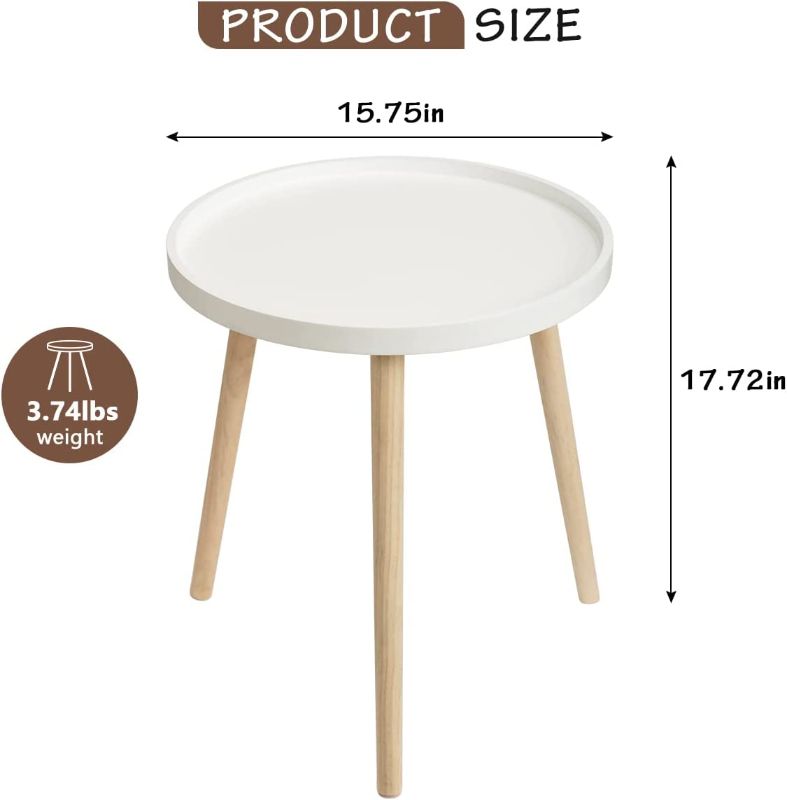 Photo 1 of **SEE NOTES**
TINSAWOOD Round Side Table, White Side Table for Living Room, Bedroom, Balcony & Small Spaces, Small End Table Modern Home Decor with Solid Wooden Legs, No Assembly Required
