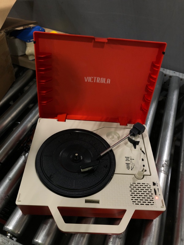 Photo 2 of Victrola Re-Spin Sustainable Suitcase Vinyl Record Player, Red