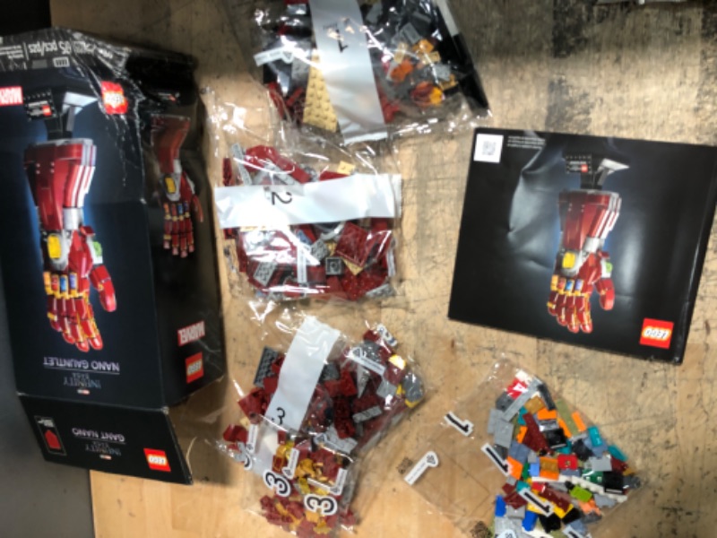 Photo 2 of MISSING PIECES 
LEGO Marvel Nano Gauntlet 76223 Iron Man Building Set for Adults (680 Pieces)
