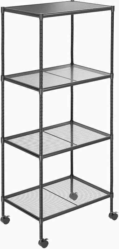 Photo 1 of  4-Tier Wire Storage Shelves, Adjustable Shelving Units with Wheels, Steel Metal Storage Rack for Kitchen Pantry Closet Laundry, Durable Organizer Garage Tool Storage Shelf (DARK GREY, 4 Tiers)