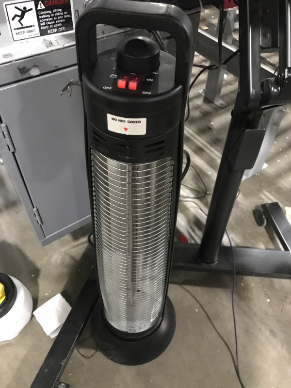 Photo 2 of (* SOLD FOR PARTS*) NOT FUNTIONAL*)  FLOWBREEZE Patio Heater, Portable Electric Heater, 1200W, 3s Instant Heating, Outdoor Heaters with 60°Oscillating, 180min Timer, Tip-over Protection, Space Heater, Tower Heater for Indoor Outdoor Use Black