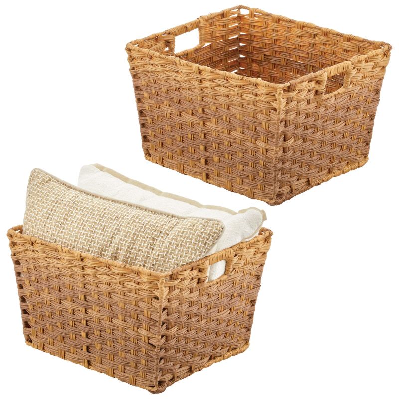 Photo 1 of 12" Foldable Hyacinth Storage Basket with Iron Wire Frame and Removable Liner By Trademark Innovations (Set of 2)