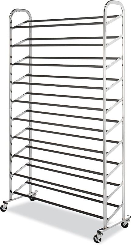 Photo 1 of 10-Tier Shoe Rack With Wheels Rolling Organizer Storage Space Holds 50 Pairs