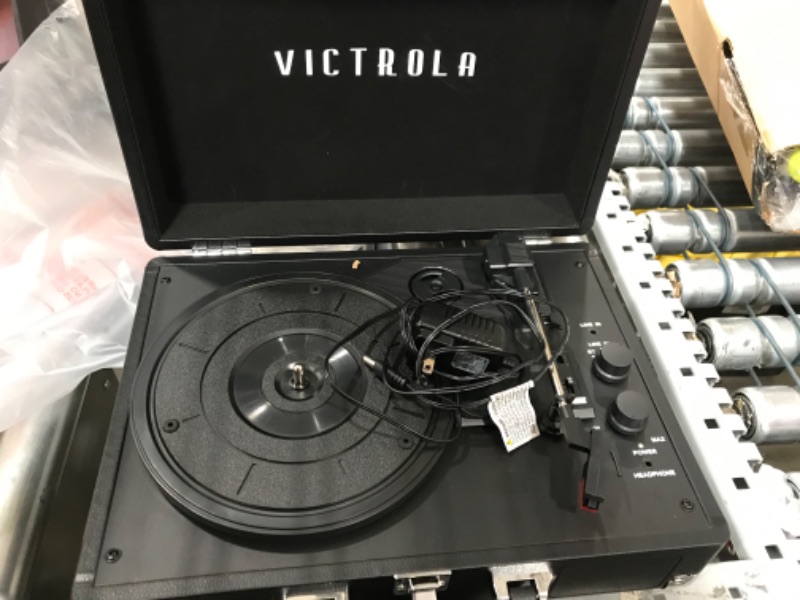 Photo 2 of Victrola Vintage 3-Speed Bluetooth Portable Suitcase Record Player with Built-in Speakers | Upgraded Turntable Audio Sound| Includes Extra Stylus | Black, Model Number: VSC-550BT-BK, 1SFA Black Record Player