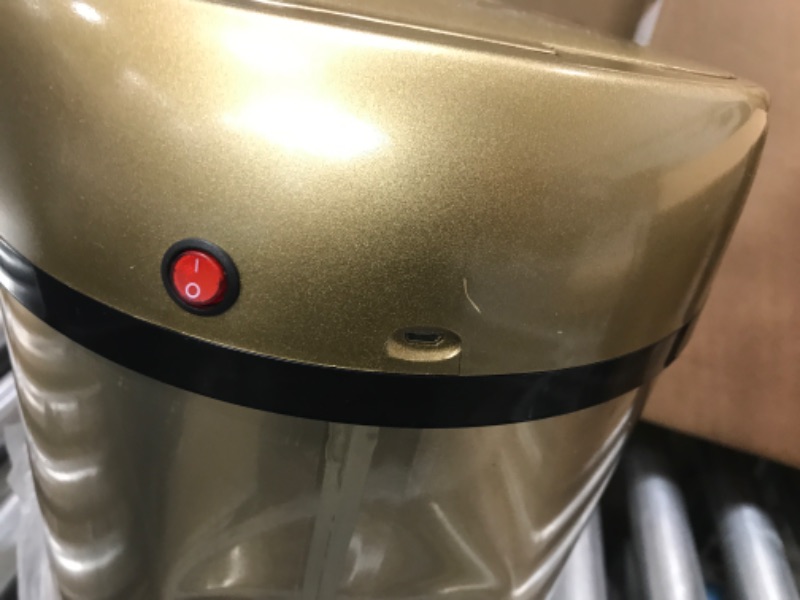 Photo 4 of ***Small dent due to prior use.***
Smart Trash Can 3.5 Gallon Stainless Steel Garbage Can with Automatic Packaging Function, Touchless Trash Can, Intelligent Induction Trash Bin for for Bathroom Kitchen Office(Champagne Gold)