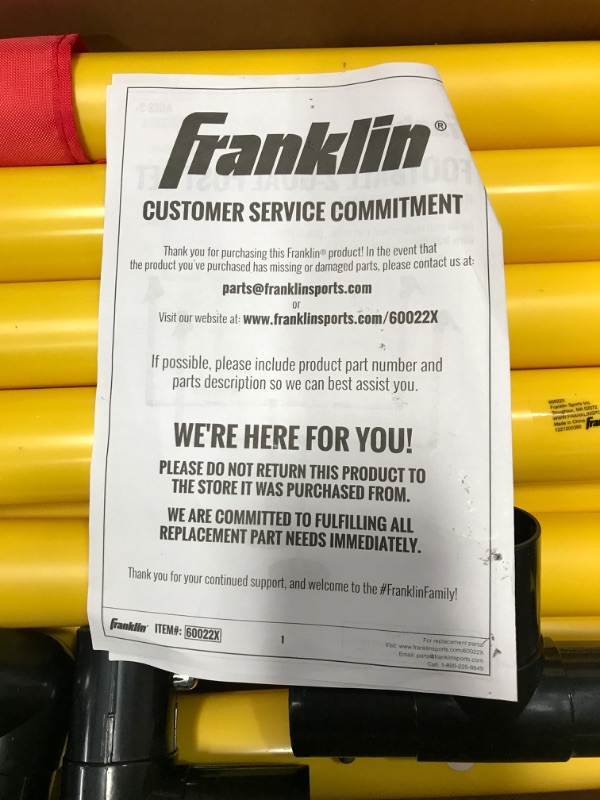 Photo 4 of ***Missing one of the 3 way t joint pieces.***
Franklin Sports Youth Football Goal Post Set - Kids Football Easily Adjustable Field Goals - Includes 2 Goal Posts - Perfect for Ages 4+ Backyard Play